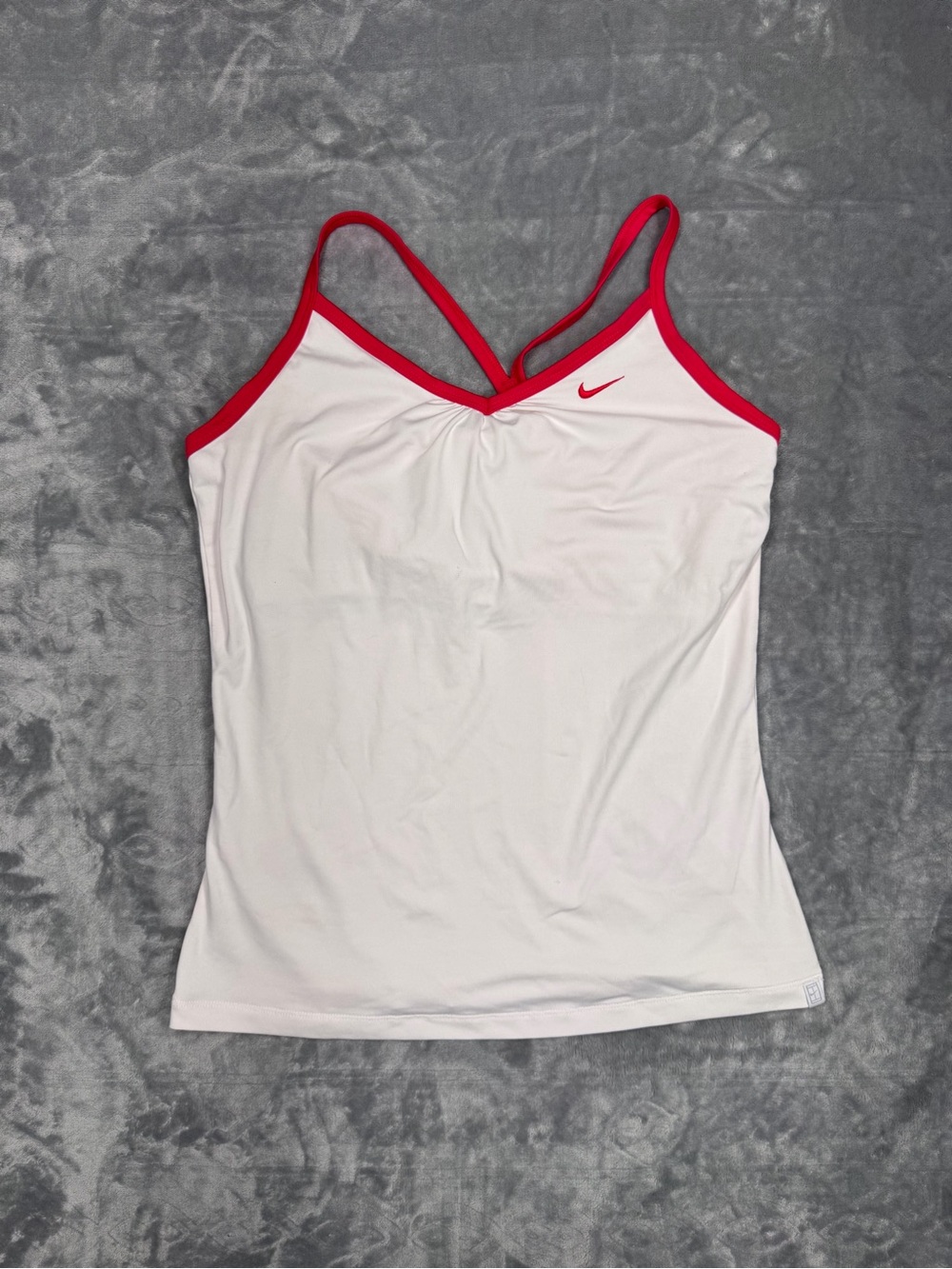 Nike White Compression Tank with Built in Bra and Red Straps